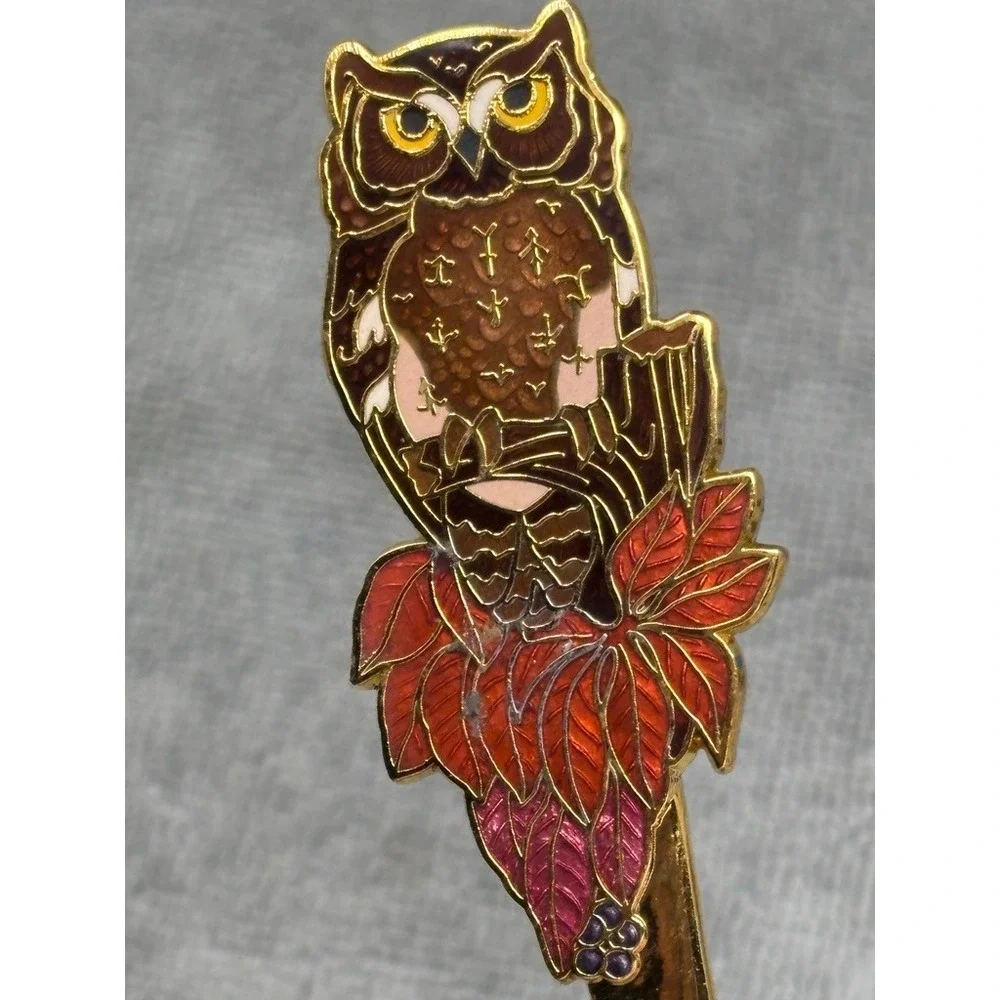 Vtg Hallmark‎ Bird Souvenir Spoons Gold Tone Set of 6 Cloisonne Enamel